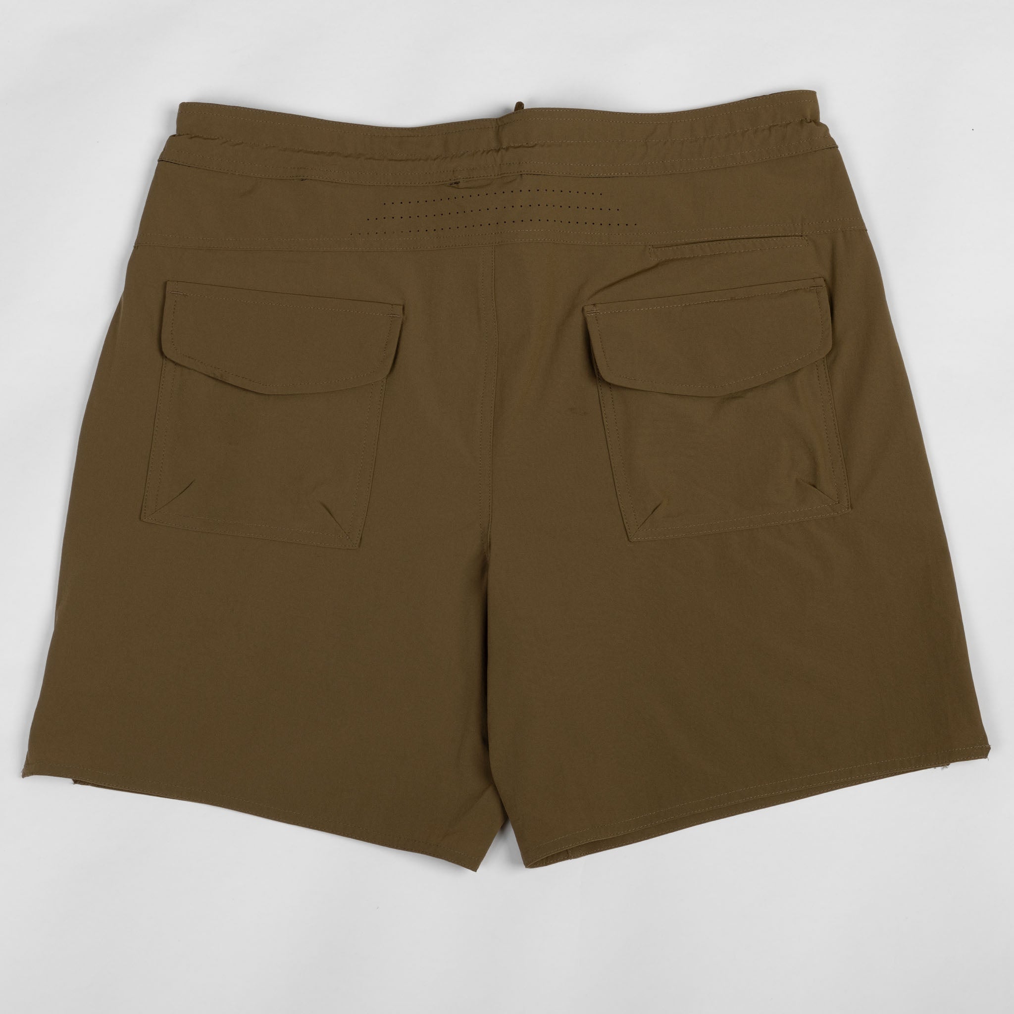 Brown shorts with two pockets on a white background