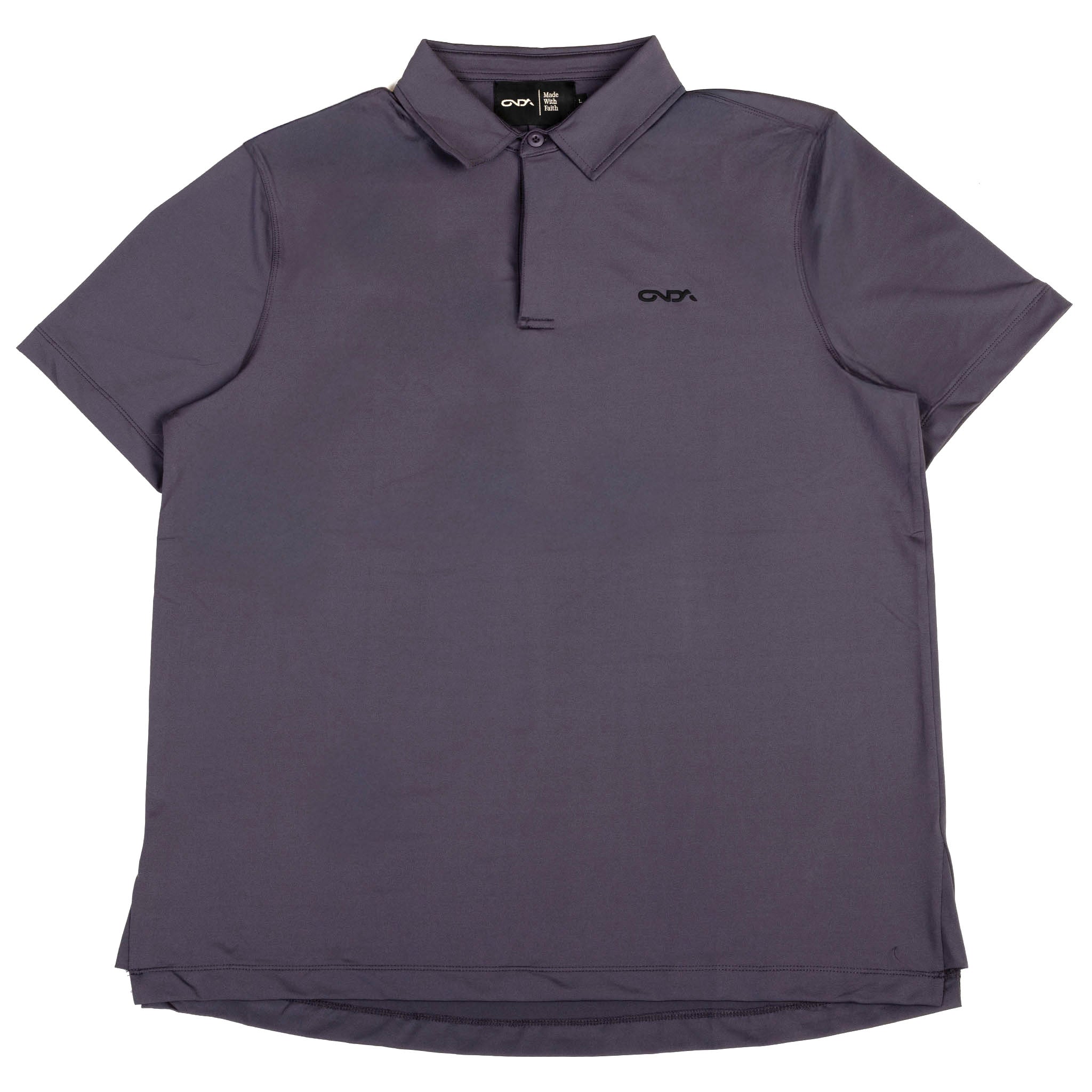 Purple polo shirt with a black onda brand logo on a white background