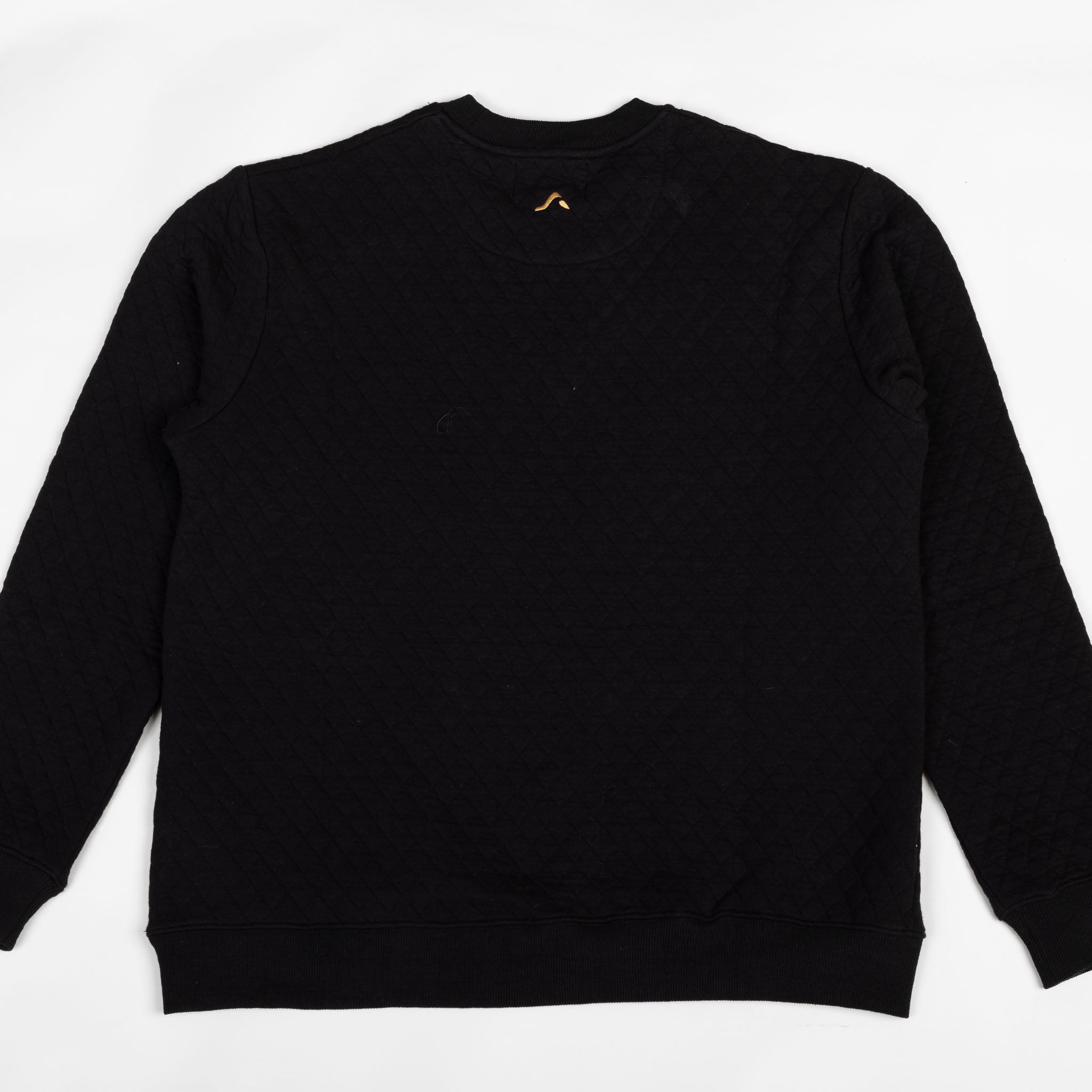 Black sweatshirt with a small onda logo on a white background
